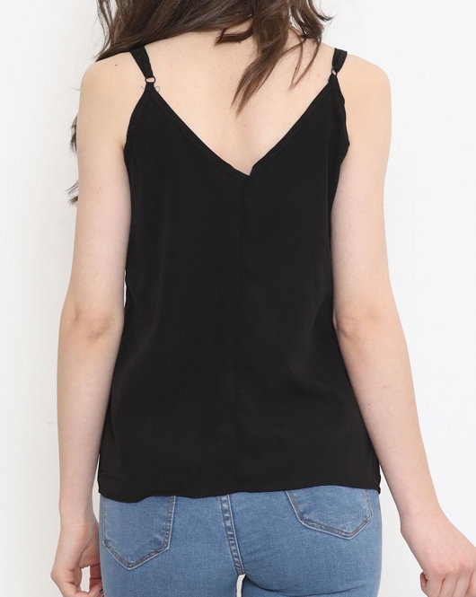 Dantelli Saten Bluz Siyah - 689.1247.