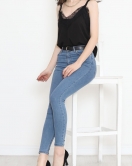 Dantelli Saten Bluz Siyah - 689.1247.