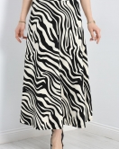 Zra Krep Zebra Desenli Etek Kremsiyah - 30159.1355.