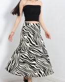 Zra Krep Zebra Desenli Etek Kremsiyah - 30159.1355.