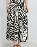 Zra Krep Zebra Desenli Etek Kremsiyah - 30159.1355.