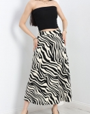 Zra Krep Zebra Desenli Etek Kremsiyah - 30159.1355.