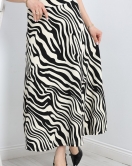 Zra Krep Zebra Desenli Etek Kremsiyah - 30159.1355.