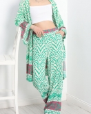Desenli Kimono Takım Yeşil - 1032.1247.
