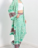 Desenli Kimono Takım Yeşil - 1032.1247.