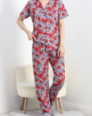 Düğmeli Pijama Takımı Gri - 50083.1857.