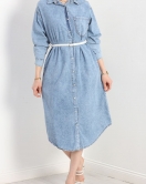 Düğmeli Oversize Kot Elbise Karyıkama - 60070.1946.