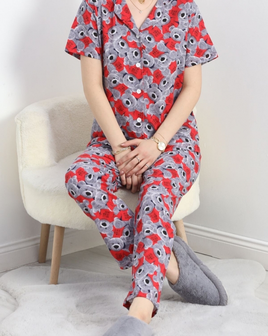 Düğmeli Pijama Takımı Gri - 50083.1857.