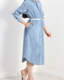 Düğmeli Oversize Kot Elbise Karyıkama - 60070.1946.