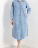 Düğmeli Oversize Kot Elbise Karyıkama - 60070.1946.