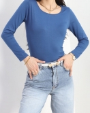 Kare Yaka Viskon Body İndigo - 20151.1778.