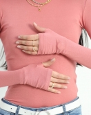 Dik Yaka Parmak Geçmeli Viskon Body Gülkurusu - 40076.599.