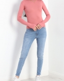 Dik Yaka Parmak Geçmeli Viskon Body Gülkurusu - 40076.599.