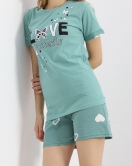 Kısa Kol Şortlu Pijama Takımı Mint1 - 18956.1567.