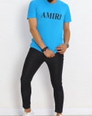 Baskılı Oversize Tişört Mavi - 17375.1778.