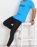 Baskılı Oversize Tişört Mavi - 17375.1778.
