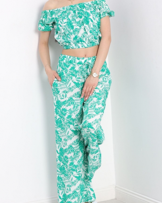 Desenli Crop Takım Yeşil - 715.1247.