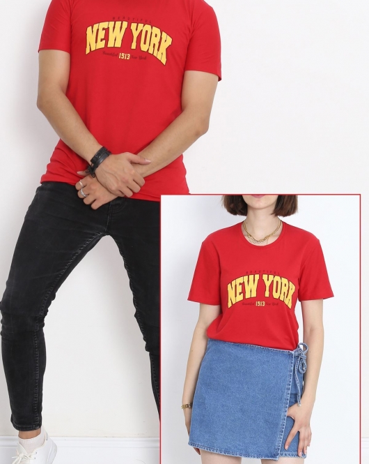 Baskılı Unisex Tişört Kırmızı - 20408.1778.