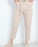 Kemerli Keten Pantolon Vizon - 1039.1247.