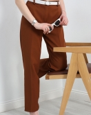 Bel Lastikli Dabıl Kumaş Pantolon Kahve - 30370.1397.