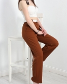 Bel Lastikli Dabıl Kumaş Pantolon Kahve - 30370.1397.