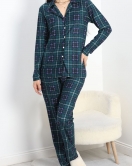 Düğmeli Süet Pijama Takımı Zümrütekose - 50135.919.