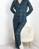 Düğmeli Süet Pijama Takımı Zümrütekose - 50135.919.