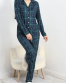 Düğmeli Süet Pijama Takımı Zümrütekose - 50135.919.