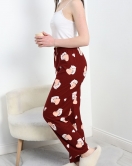 Desenli Süet Pijama Altı Bordosomon - 50176.1953.