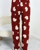 Desenli Süet Pijama Altı Bordosomon - 50176.1953.
