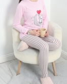 Desenli Poliviskon Pijama Takımı Pembegri - 40239.1902.
