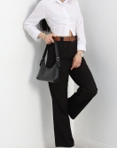 Kemerli Gabardin Pantolon Siyah - 304.1247.