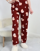 Desenli Süet Pijama Altı Bordosomon - 50176.1953.