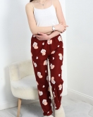 Desenli Süet Pijama Altı Bordosomon - 50176.1953.