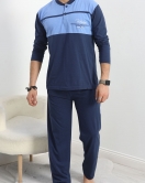 Düğmeli Yaka Erkek Pijama Takımı Lacimavi - 40279.1838.