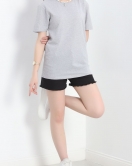 Unisex Bisiklet Yaka Tişört Gri - 17384.1778.