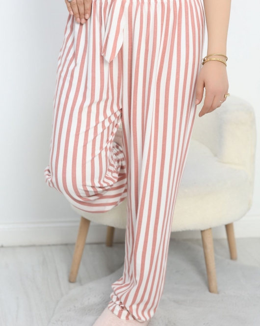 Büyük Beden Süet Pijama Altı Beyazpudra - 40306.1952.