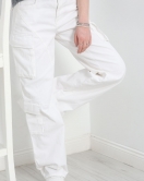 Kargo Cepli Palazzo Kot Pantolon Beyaz - 30309.1590.