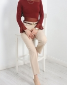 Tül Geçişli Bluz Bordo - 40321.1918.