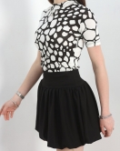 Desenli Dik Yaka Body Siyahbeyaz - 40350.1840.
