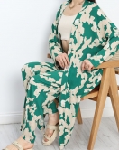Desenli Kimono Takım Yeşilbej - 19767.1247.