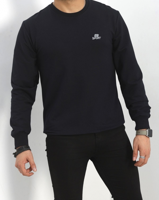 2 İplik Nakış Detaylı Erkek Sweat Lacivert - 40296.1957.