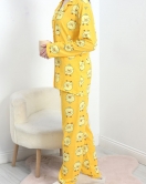 Desenli Düğmeli Pijama Takımı Sarı - 40326.1928.