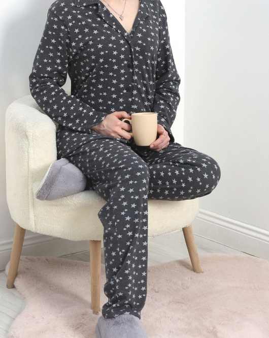 Düğmeli Pijama Takımı Antiyıldız - 40338.1961.