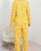 Desenli Düğmeli Pijama Takımı Sarı - 40326.1928.