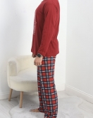 Baskılı Erkek Pijama Takımı Bordo - 40282.1838.