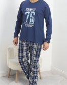 Baskılı Erkek Pijama Takımı Lacivert - 40293.1838.