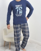 Baskılı Erkek Pijama Takımı Lacivert - 40293.1838.
