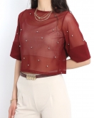 İnci Detaylı Bluz Bordo - 40423.751.