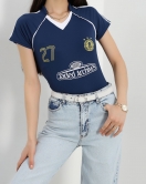 Baskı Detaylı Crop Body İndigo - 40416.1856.